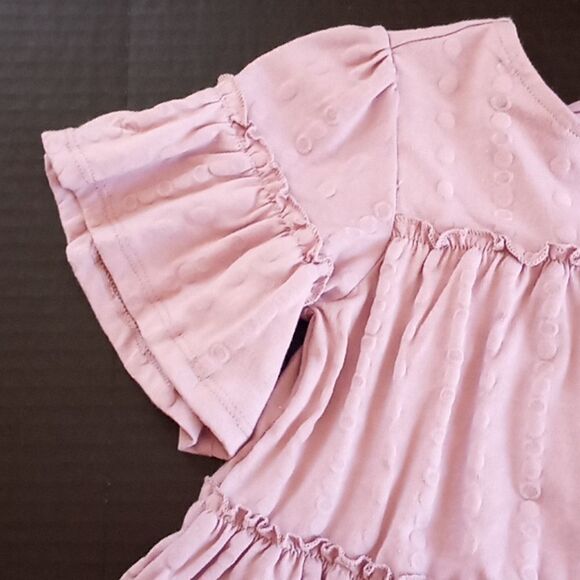 GIRLS PUFFED PRINTED Tiered Swing Top Shirt Size XS - Picture 2 of 6